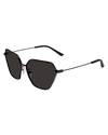Balenciaga Everyday Sunglasses in black in front of white background. 
