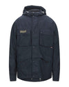 Navy Dual Parka from Belstaff in front of white background.