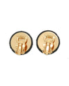 Gold clip on backings of Icon Series CC Quilted Earrings.