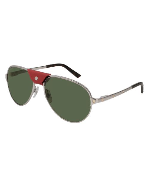 Cartier Santos de Cartier man Sunglasses in gunmetal in front of white background. 