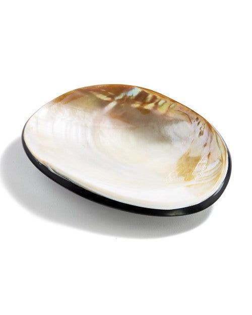 Clam plate with golden pearl finish.