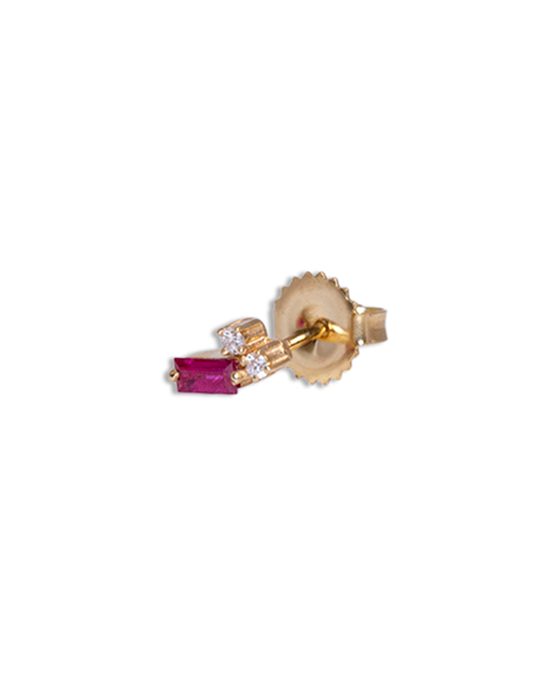 Side view of earrings with gold backing.
