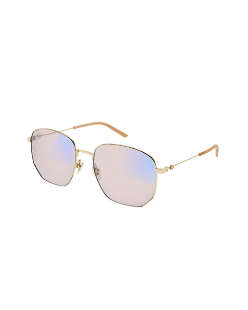 Gucci Interlocking GG Blue and Beyond Women's Sunglasses in front of white background. 