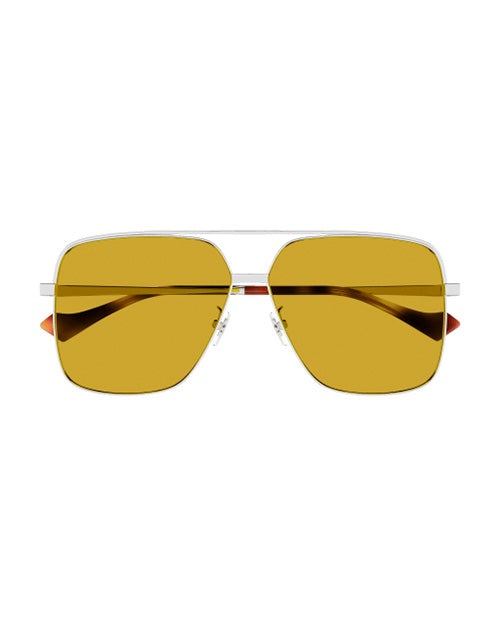 Front view of Gucci Web Man Sunglasses in front of white background. 