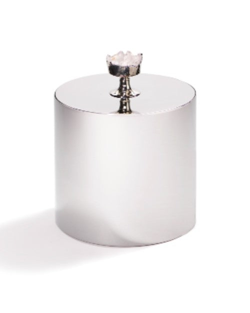 Stainless steel ice bucket with silver and crystal topper/handle on lid. 