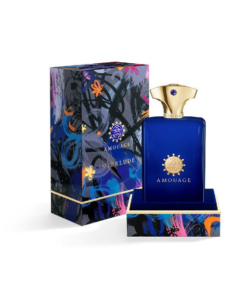 Decorative packaging and bottle for Amouage Interlude Men.