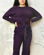 Front of Sweet Cashmere Wrap Sweatshirt showing bow in front.