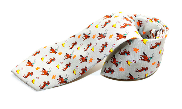 KAREN MABON | Rodeo Print Tie | Silver | FINAL SALE