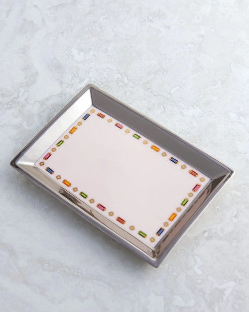 SUZANNE KALAN | Metallic Silver Rainbow Baguette Jewelry Tray
