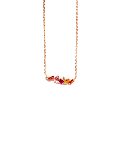 SUZANNE KALAN | Frenzy Mini Bar Necklace | Baguette-Cut Sapphires & White Diamond
