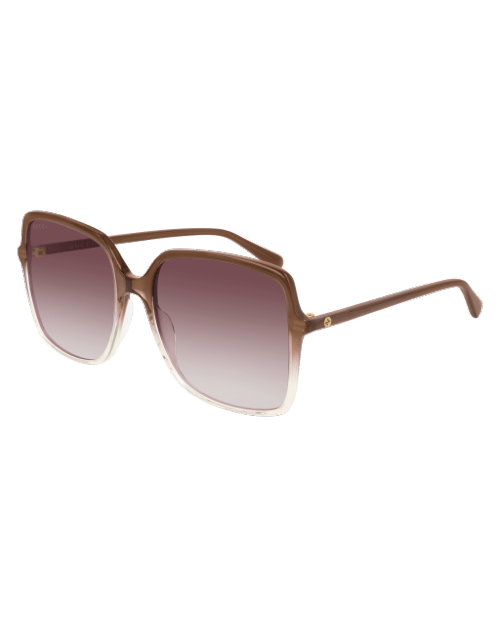 Gucci Interlocking GG Woman Sunglasses in brown in front of white background.