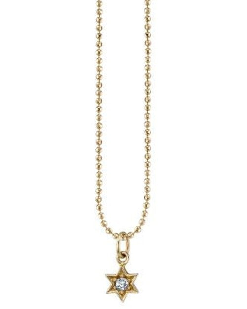 Gold chain with gold and diamond Star of David pendant. 